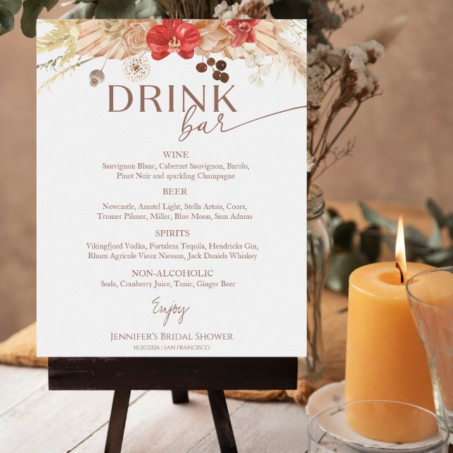 Terracotta Boho Möhippa Drinks Menu Sign Poster (Skapare uppladdad)