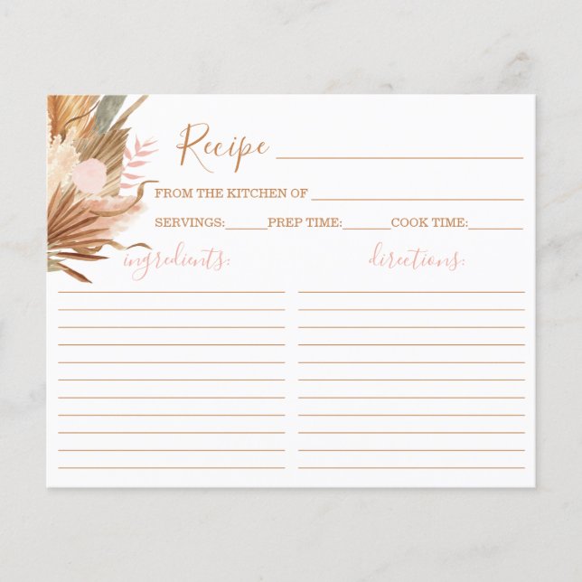 Terracotta boho Möhippa Recept Card (Framsida)