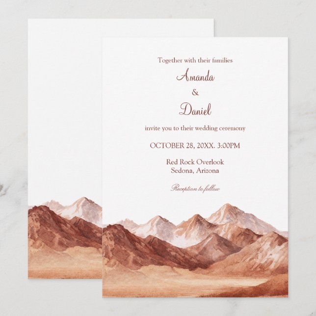 Terracotta Boho Mountain Southwest Wedding  Inbjudningar (Fram/baksida)