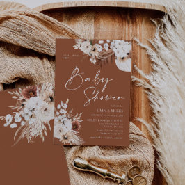 Terracotta Boho Pampas Baby Shower-inbjudan Inbjudningar