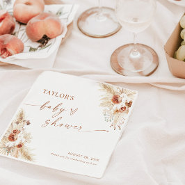 Terracotta Boho Pampas Grass Baby Shower Pappersservett