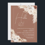 Terracotta Boho Pampas Grass Hej 40:e födelsedagen Inbjudningar<br><div class="desc">Terracotta Boho Pampas Grass Hej 40:e födelsedagsinbjudan Bohemian inspirerade till födelsedagsinbjudan med två beige och bruna blommigtar med pampasgräs på terracotta-färgadens bakgrund. Perfekt för alla som tittar för en inbjudan till bohemian stil födelsedag och kan användas i vilken ålder som helst.</div>