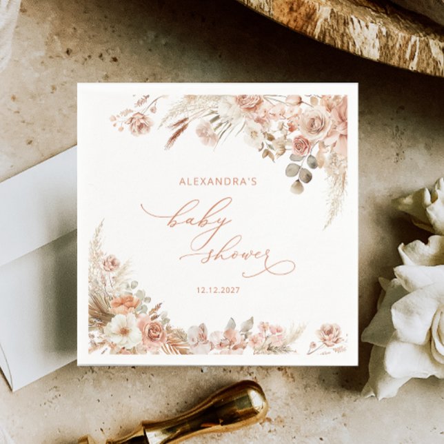 Terracotta Boho Pampas Grass Pappersservett (Skapare uppladdad)