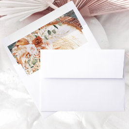 Terracotta Boho Pampas Wood Envelope Liner Wedding