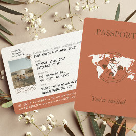 Terracotta Boho Passport Destination Wedding Inbjudningar