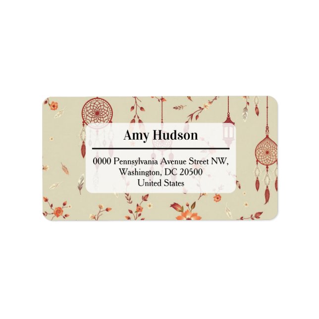Terracotta Boho Pattern Adressetikett (Framsidan)