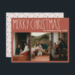 Terracotta Boho Polka Dot-jul-trefoto Julkort<br><div class="desc">Det här terracotta boho polka-pricken trefoto-helgdag-kortet är perfekt för din moderna bohemiska land-lantgårdsininspirerade Julhälsningar. Det klassiska, rustiska men finstilta, handritade teckensnittet ge är en snygg vintage som ser söt och enkel ut. Polka dots kom i jordtoner av rött, sage grönt, rosa, terrakotta, rost och tan. Utformningen är utmärkt för din...</div>