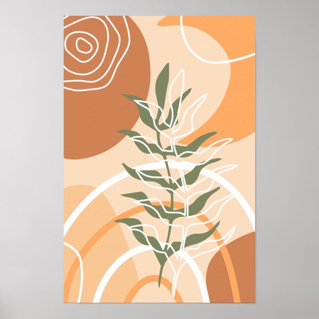 Terracotta Boho Poster minimalistiskt botaniskt by (Framsidan)