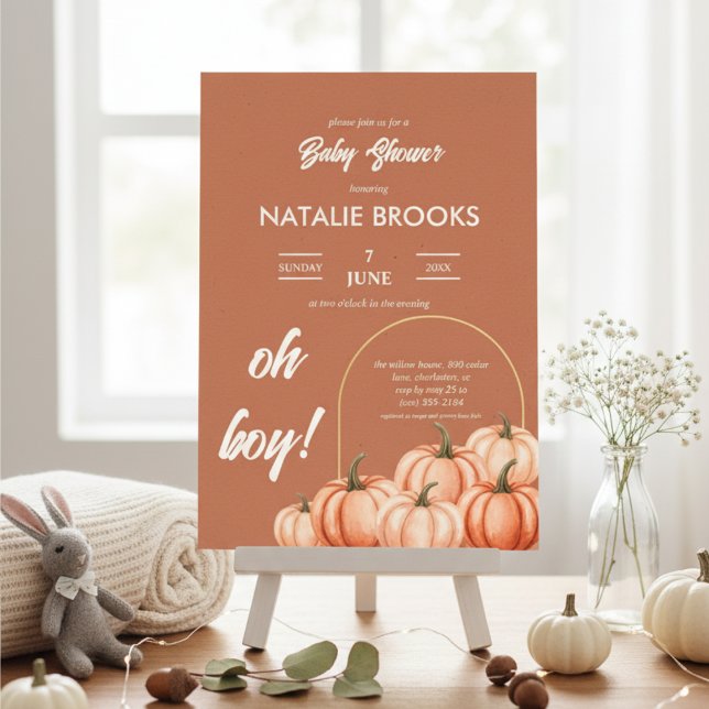 Terracotta Boho Pumpkin Fall Baby Shower Inbjudningar (Skapare uppladdad)