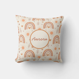 Terracotta boho rainbow baby namn kudde