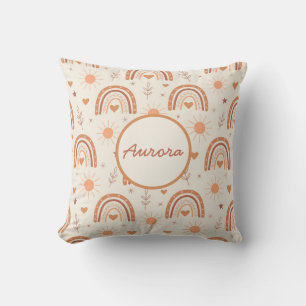 Terracotta boho rainbow baby namn kudde