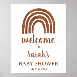 Terracotta Boho Rainbow Baby Shower Välkomsttecken Poster