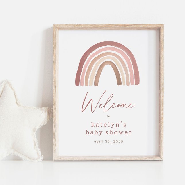 Terracotta Boho Rainbow Baby Shower Välkomsttecken Poster (Skapare uppladdad)