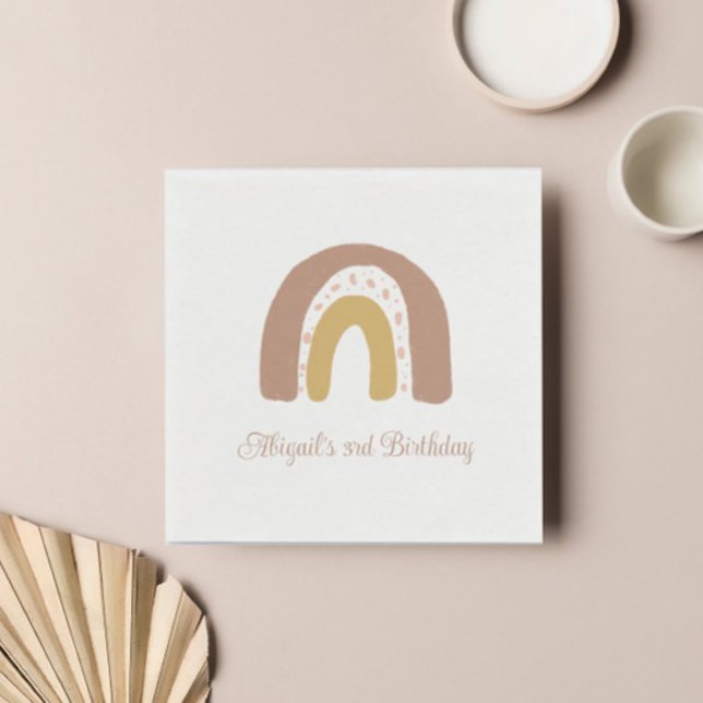 Terracotta Boho Rainbow Minimalist Födelsedagsfest Pappersservett (Skapare uppladdad)