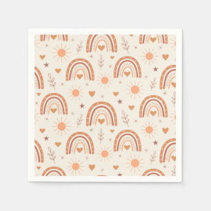 Terracotta boho rainbow mönster babydusch pappersservett