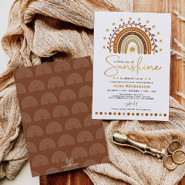 Terracotta Boho Rainbow & Sunshine Baby Shower Inbjudningar