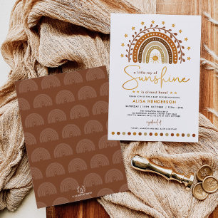 Terracotta Boho Rainbow & Sunshine Baby Shower Inbjudningar