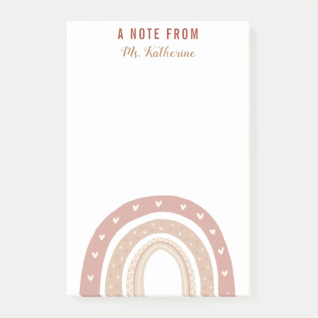 Terracotta Boho Rainbow Tack Gift Post-it Block (Framsida)