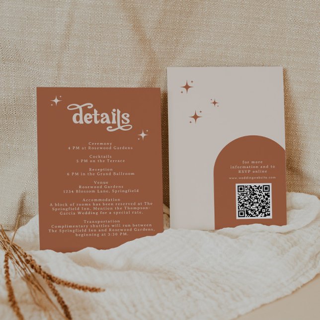 Terracotta Boho Retro Bröllop Stationery Tilläggskort (Skapare uppladdad)