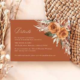 Terracotta Boho Rose Floral Wedding Details Hotel Tilläggskort