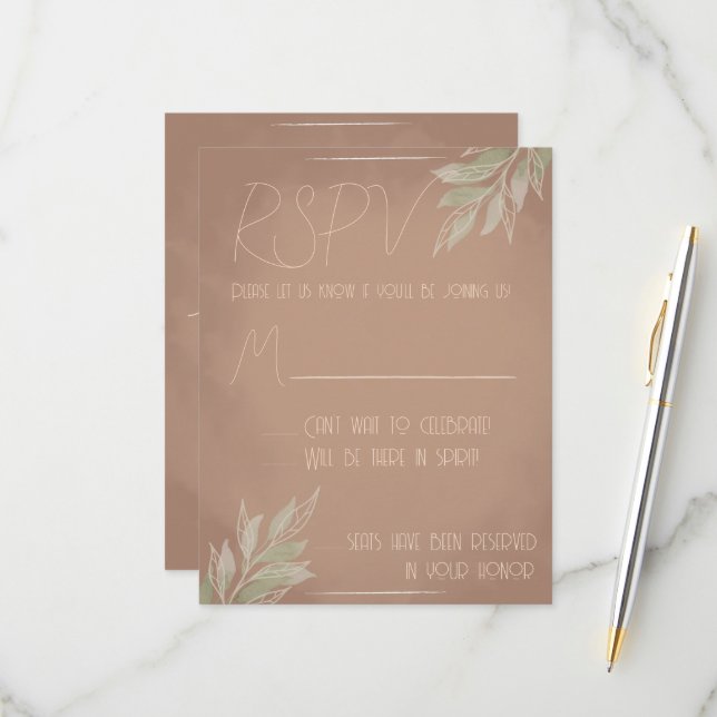 Terracotta Boho RSPV Card OSA Kort (Fram/Back In Situ)