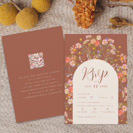 Terracotta Boho Rustic Wildblomma Blommigt Bröllop OSA Kort