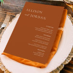 Terracotta Boho Simple Bröllop Menu-kort Meny<br><div class="desc">Elegant 5x7-tums Bröllop-meny-kort med flata meny-Elegant Kalligrafi Eat och Drink Bröllop-menyer | Enkel calligrafi Rustic Bröllop Menus Bröllop Menus,  Rustic Bröllop Menu,  Blommigt Wedidng Menu,  Bröllop Bord Menu</div>