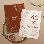 Terracotta Boho Surprise 40:e födelsedagen Party Inbjudningar<br><div class="desc">Blommigt Terracotta Boho Brände Orange Surprise 40:e födelsedagsinbjudan. Minimalistisk modern design med botaniska accenter och typsnitt för typsnitt. Enkel perfekt för inbjudan-kort i blommigt för en snyggt kvinnlig överraskning i firande. Kan anpassas till vilken ålder som helst.</div>