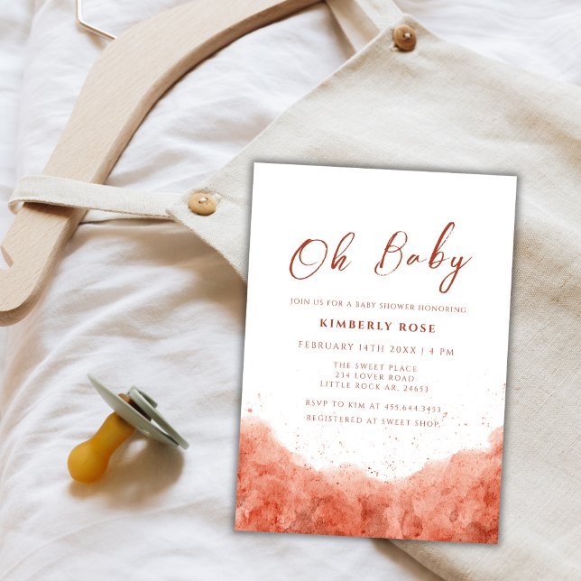 Terracotta Boho Watercolor Desert Baby Shower Inbjudningar (Terracotta Boho Watercolor Desert Baby Shower Invitation)