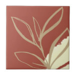 Terracotta Boho Watercolor Kakelplatta<br><div class="desc">Ett modernt löv skum- eller boho-vattenfärgsmönster med enkel konstnärlig abstrakt design inslag i terracotta och gult.</div>
