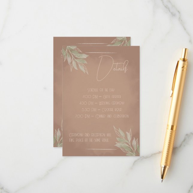 Terracotta Boho Wedding Enclosure Card Tilläggskort (Fram/Back In Situ)