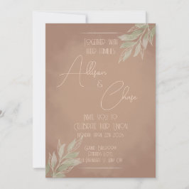 Terracotta Boho Wedding Invitation with Minimalist Inbjudningar