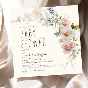 Terracotta Boho WildblomBaby Shower Elegant Inbjudningar