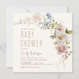 Terracotta Boho WildblomBaby Shower Elegant Inbjudningar