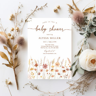 Terracotta Boho WildblomBaby Shower Inbjudningar