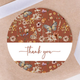 Terracotta Boho WildblomBaby Shower Sticker Runt Klistermärke