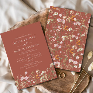 Terracotta Boho WildblomGarden Wedding Inbjudningar