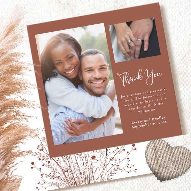 Terracotta Boho Wildblomma Bröllop Tack Inbjudningar (Skapare uppladdad)