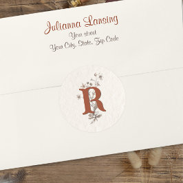 Terracotta Boho Wildblomme Bröllop Kuvert Runt Klistermärke