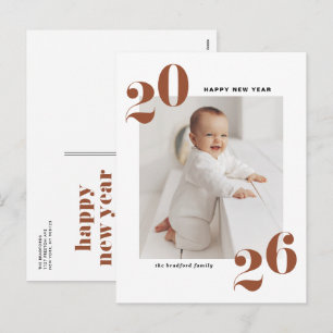 Terracotta Bold Typography 2025 New Year Photo Helg Vykort