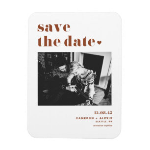Terracotta Bold Typography Photo Save Date Magnet