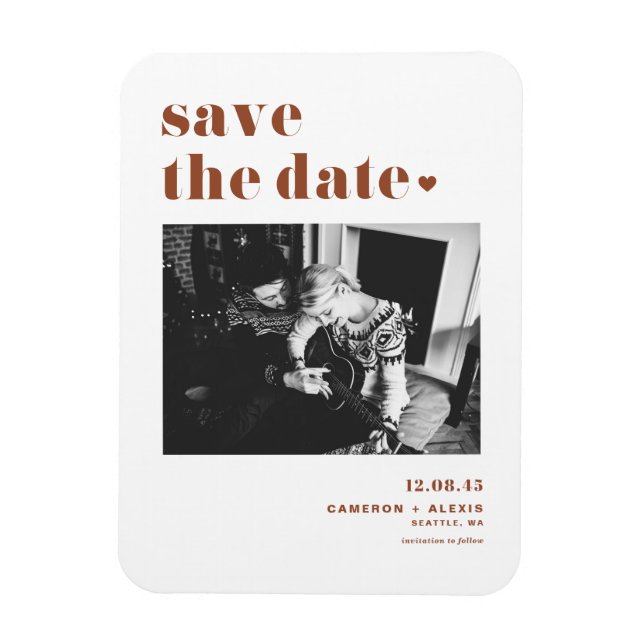Terracotta Bold Typography Photo Save Date Magnet (Vertikal)