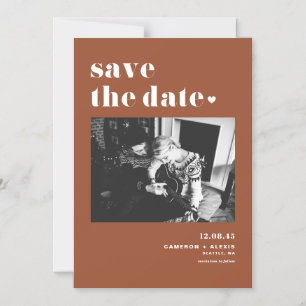 Terracotta Bold Typography Photo Save Date Magnetisk Inbjudningskort