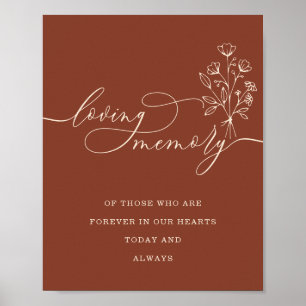 Terracotta Botanical Blommigt Bouquet Loving Memor Poster