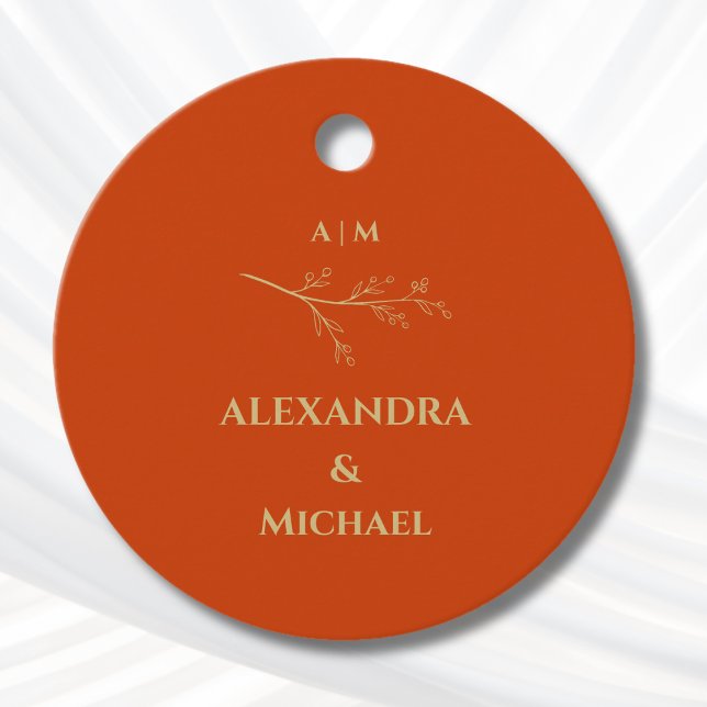 Terracotta Botanical Minimalist Wedding Thank You Gåvor Etiketter (Skapare uppladdad)