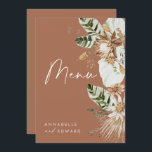 Terracotta botaniskt modernt lövmeny för elegant meny<br><div class="desc">Terracotta bohemian botanical modern elegant foliage snyggt bröllopsdag of stationery Meny. Vackra handtryckta vattenfärger i botaniska blommigtar och manustext. Modern på trendterracotta,  svart,  grönt,  naturlig och marin blå samlingsteknik.</div>