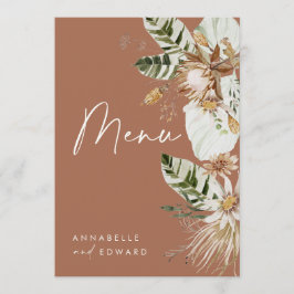 Terracotta botaniskt modernt lövmeny för elegant meny