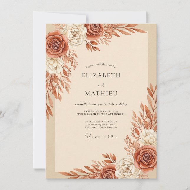 Terracotta Bountiful Autumnal Wedding Inbjudningar (Framsida)