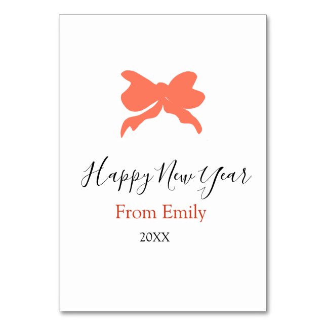 Terracotta bow happy new year name year boho retro bordsnummer (Framsidan)