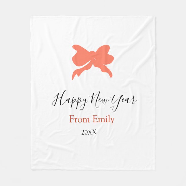 Terracotta bow happy new year name year boho retro fleecefilt (Framsidan)